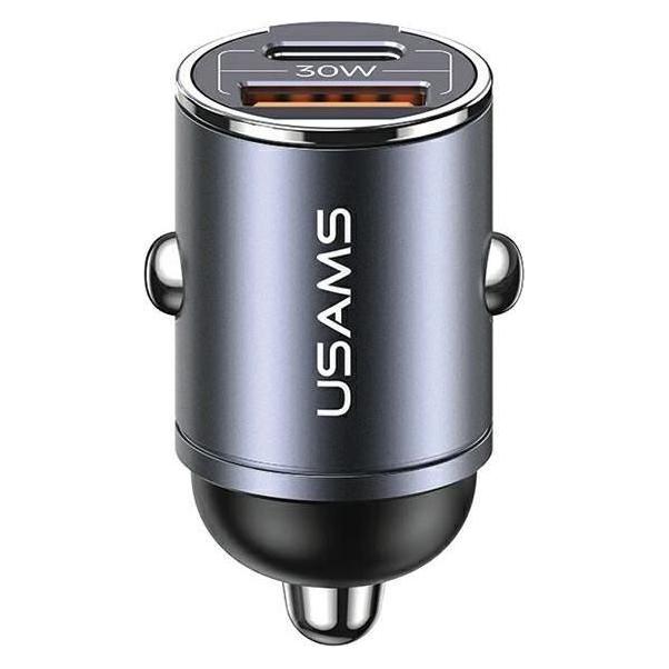 Usams Ład. sam. 1xUSB+1xUSB-C C38 30W PD Fast Charge z wbudowanym pieścieniem stalowy/tarnish CC206C (USA001368)