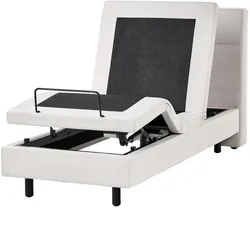 BETT verstellbar 80/200 cm Stoff Hellbeige Viceroy