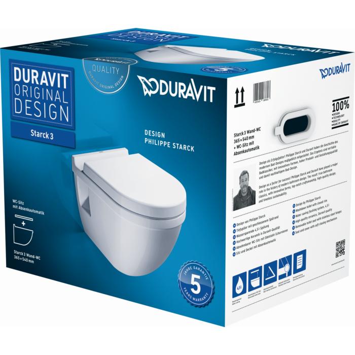 Duravit Starck 3 Wand WC Set 42000900A1 mit WC-Sitz, weiß