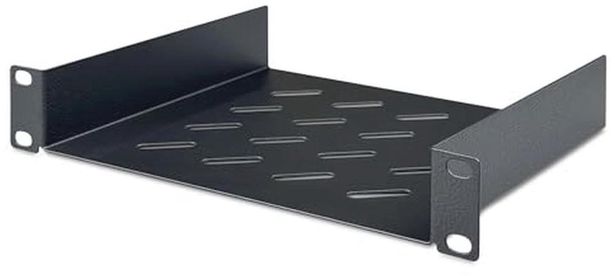 Merkloos Legbord 1U 10-inch voor Netwerkkast - Geperforeerde Staalplaat - Zwart
