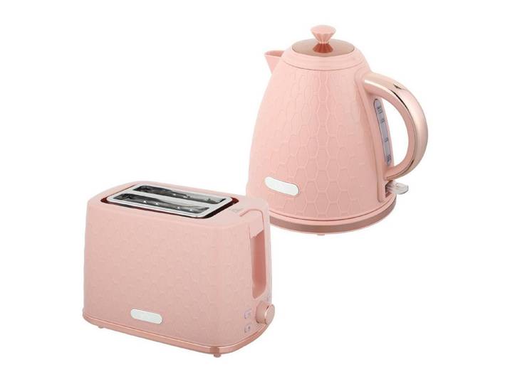 FELIXLEO Frühstücks-Set Wasserkocher Toaster Set 1,7L 2200W 2 Scheiben Krümelschublade Rosa (1-tlg)