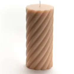Kerze Torsade Großes Modell nude x6 - Beige Rund Wachs Amadeus 7x7 cm