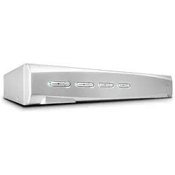 Lindy 4 Port DVI-I Single Link USB 2.0 und Audio KVM Switch Pro, KVM Switch, Silber