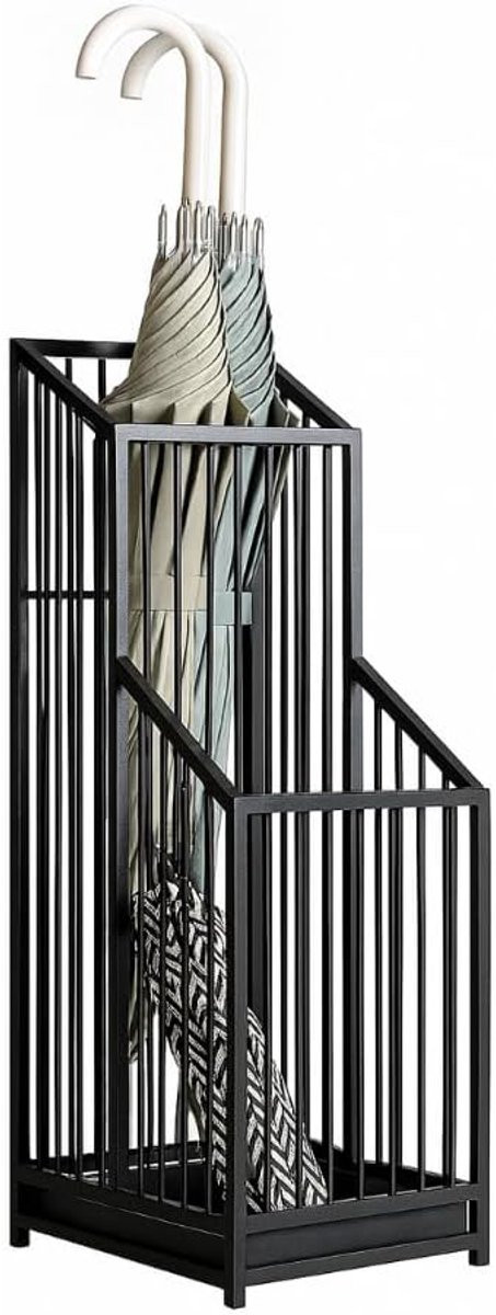 Zwarte metalen paraplubak voor volwassenen