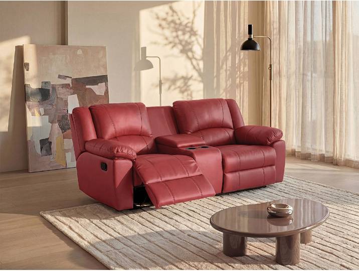 Relaxsofa 2-Sitzer - Rindsleder - Rot - AROMA