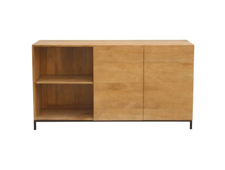 Buffet industriel en bois manguier massif et métal noir 2 portes L145 cm YPSTER