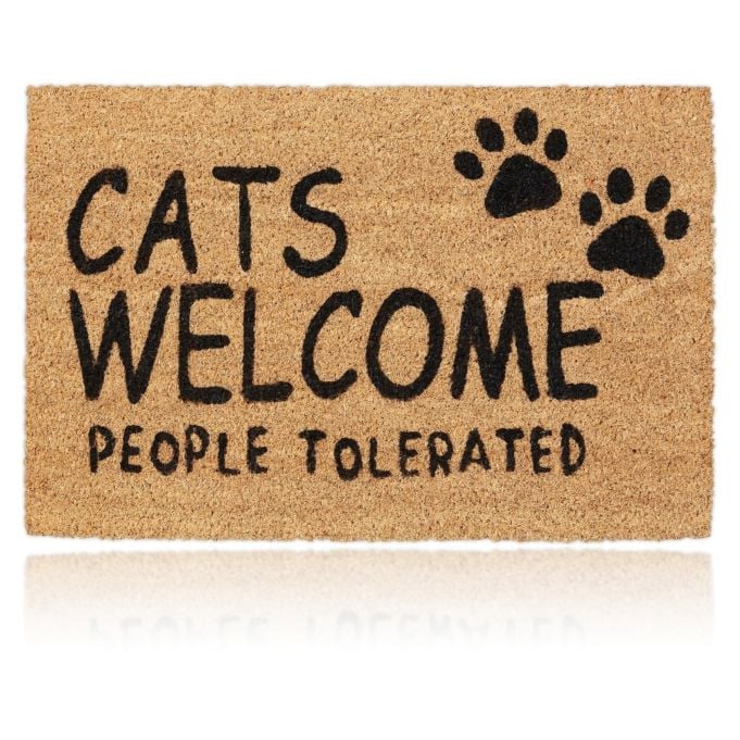 Relaxdays Kokos Deurmat Cats Welcome, Natuur/Zwart, B/D: 40 x 60 cm