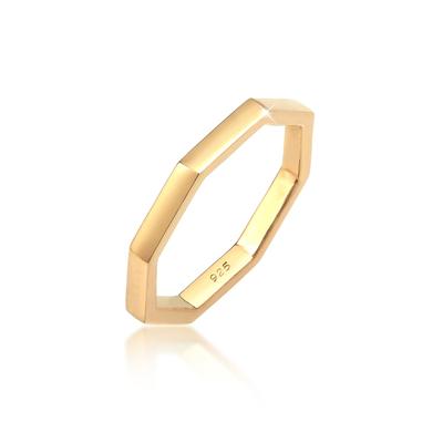 Silberring ELLI "Ring Pinky Ring Achteckform Mini Ring 925 Silber" Gr. 50, gold, Fingerringe, Damen, 50, Silber 925 (Sterlingsilber), Silberring
