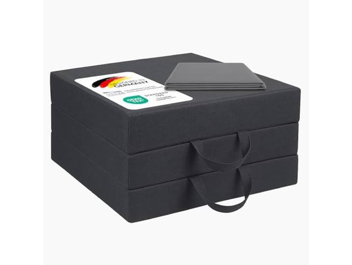 MSS e.K. Klappmatratze NEO – 75x195x15 cm mit Tragetasche (Grau) – Faltbare Gästematratze, komfortable Reisebettmatratze, platzsparend, ideal als Notbett