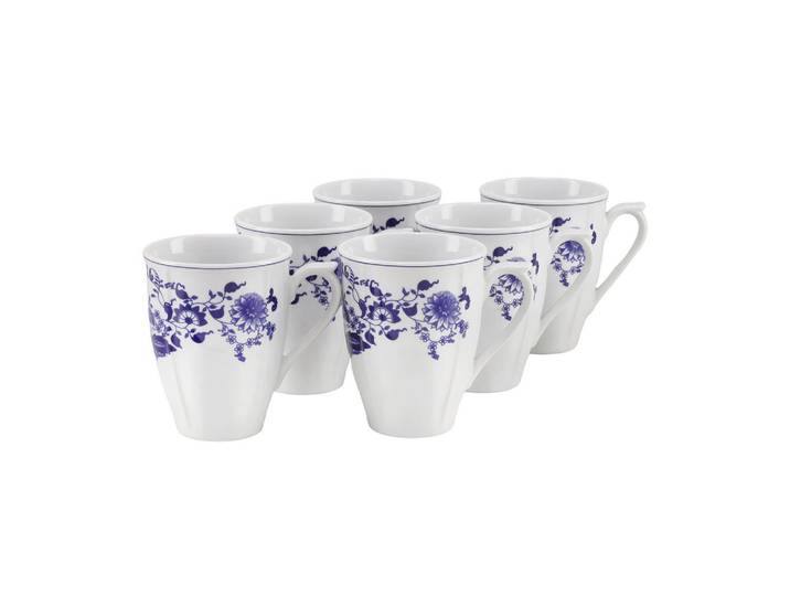 Creatable Tassenset Flora Zwiebelmuster, Blau, Weiß, Keramik, 6-teilig, Geschirr, Tassen, Tassen Sets
