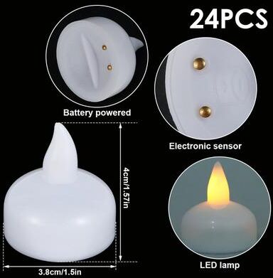 Inspired Living Water Activated Floating LED Candles Waterproof Flameless Floating Tealights 12 Or 24 Pack 24pcs Style 3