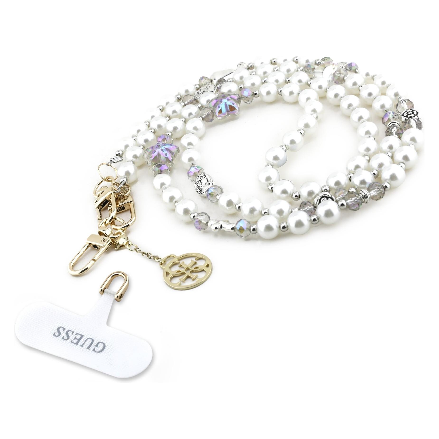 Guess Crossbody Strap Pearl and 4G Charm - white (GUUCMDW4CH)