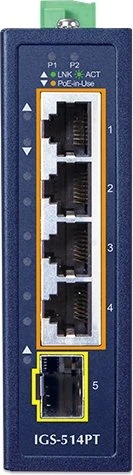 Planet Technology Industrial 4-Port PoE + 1-Port SFP IGS-514PT