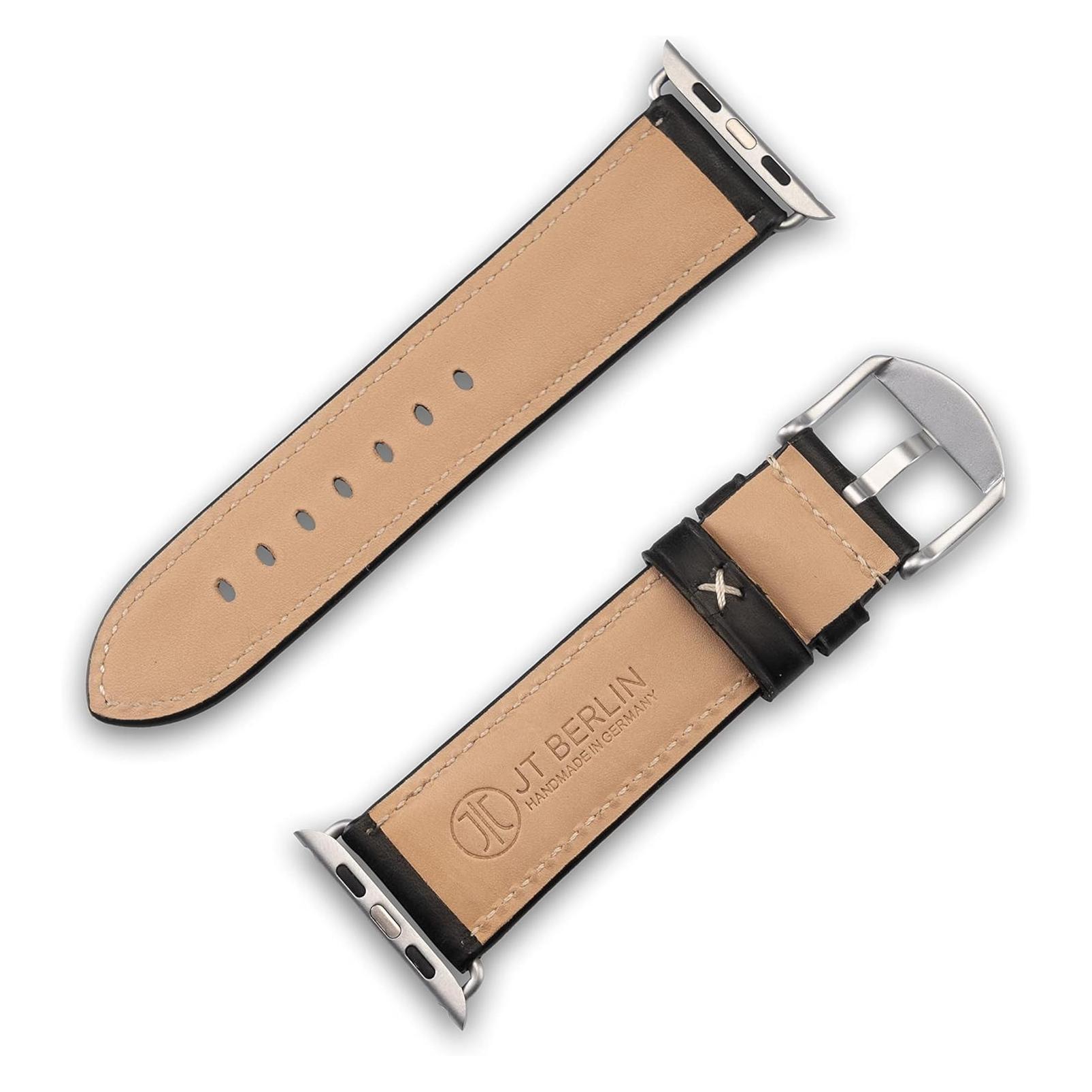 JT Berlin Watchband Charlie | Apple Watch Ultra/42/44/45mm | schwarz - Aluminium silber | M | 10834 (22 mm, Aluminium, Edelstahl) (10834)