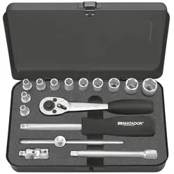 MAT 2115 9160 - Steckschlüsselsatz, Außensechskant, 1/4", 16 -teilig