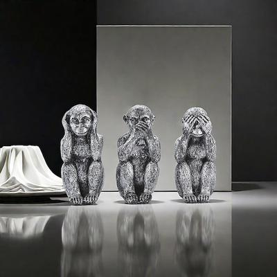 Drei weise Affenfiguren, „Nichts Böses sehen, Nichts Böses hören, Nichts Böses sagen", Statuen, Schreibtischornamente aus Kunstharz für Zuhause, das Büro und als Regaldekoration
