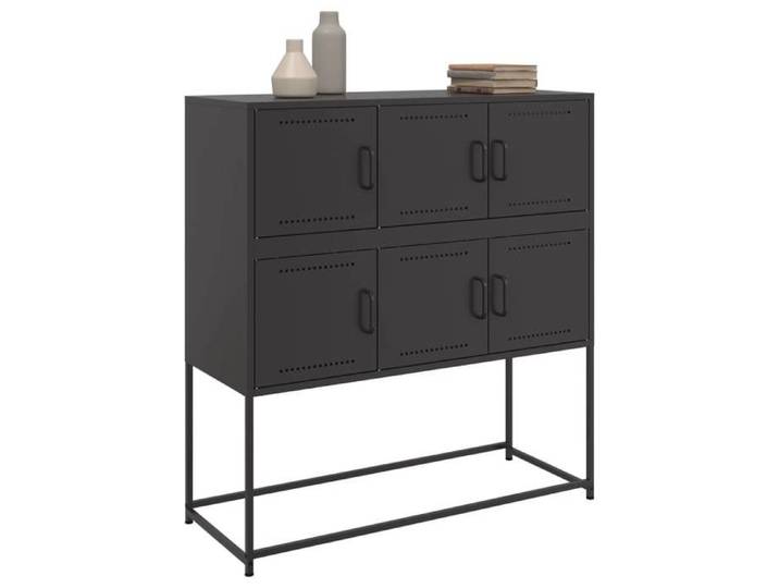 Buffet en acier noir - WIENS - 100 5x39x107 cm - 6 portes - Facile à nettoyer - Résistant à l'humidité