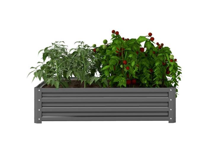 Oxeza Hochbeet 120/120//30 cm Hellgrau (ohne Boden), Metall, Mode, Rechteckig, 120x30x120 cm, Gartenzubehör, Hochbeete
