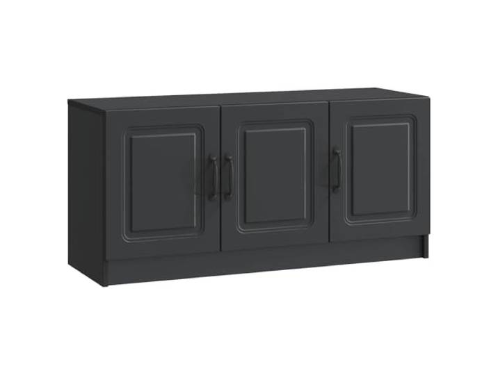 Favemtsl TV-Schrank Lowboard Schwarz 99x34,5x47 cm Holzwerkstoff Kompaktes Lowboard für Wohnzimmer und Schlafzimmer mit 3 Türen und stabilen Metallgriffen für Ordnung.