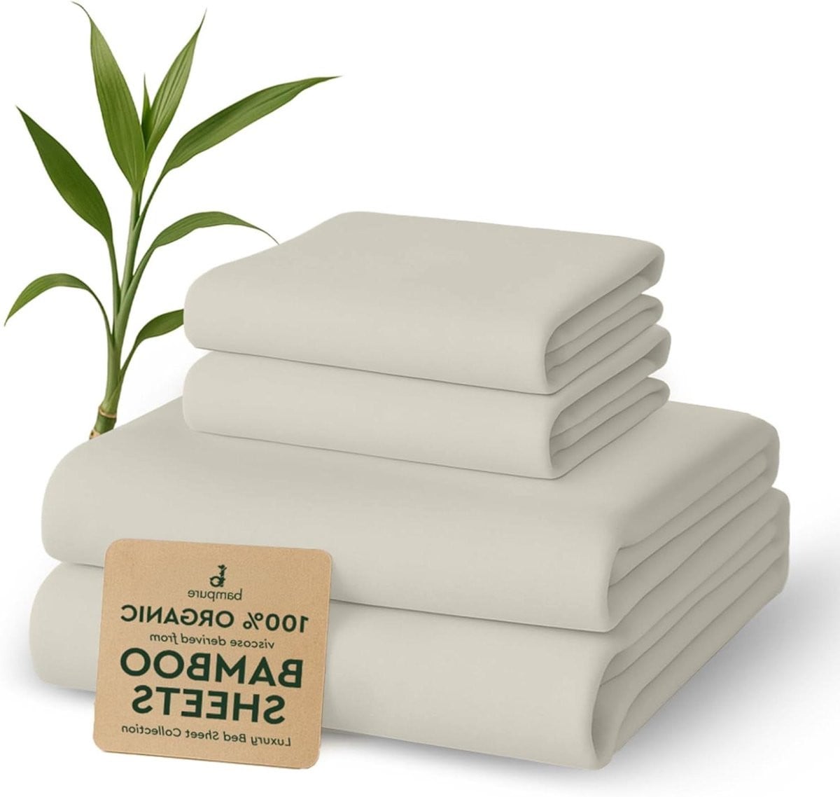 4-delige Queensize Lakenset van 100% Bamboe Viscose - Ivoor