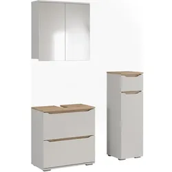 Vicco, Badmöbelset, Badmöbel-Set Ruben, Weiss/Artisan-Eiche, 3-teiliges Set