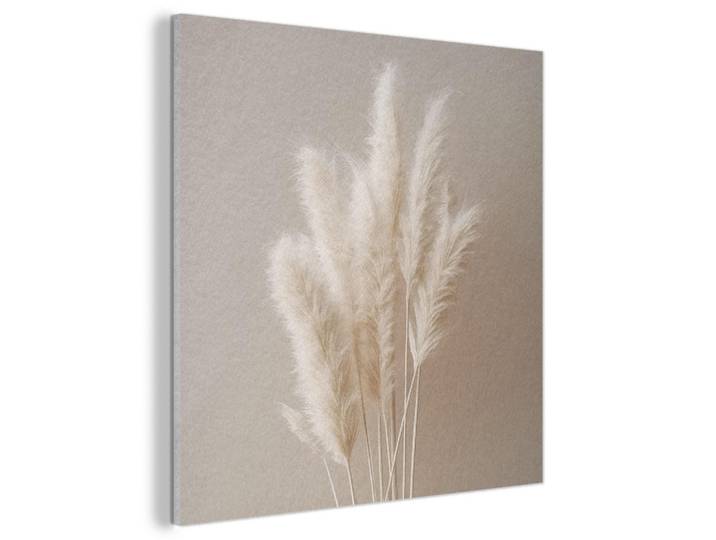MuchoWow Akustikbild - Pampasgras - Federn - Pastell - Weiß - 80x80, Naturfarben, Kunststoff, Quadratisch, 80x80x0.9 cm, Wandverkleidung, Akustikpaneele