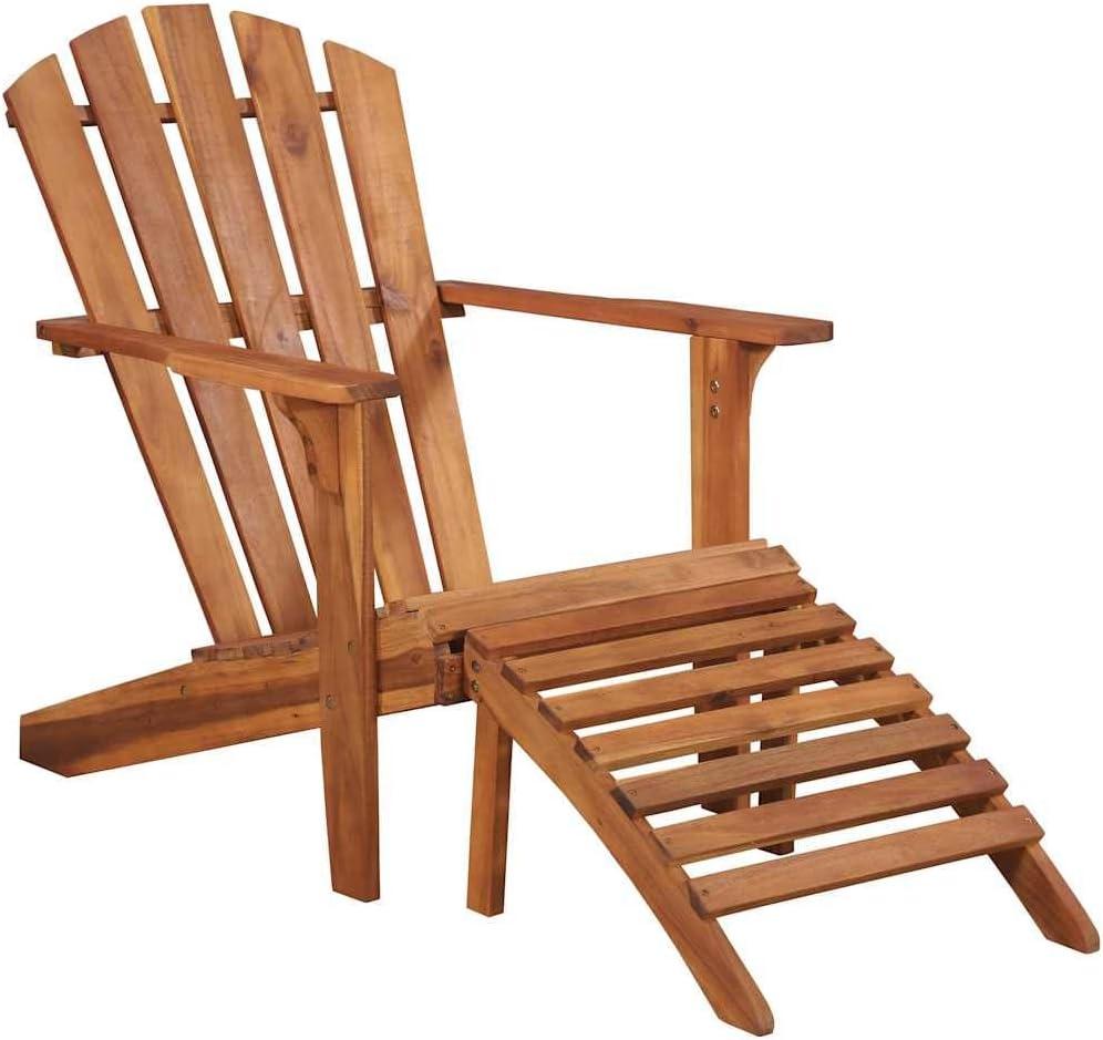 Adirondack-Gartensessel mit Fußablage aus massivem Akazienholz, ergonomisch geformt für optimalen Sitzkomfort, langlebig und pflegeleicht, einfache Montage