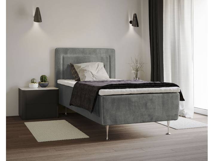 Boxspringbett, 100% Polyester, Grau, 81×208 cm, H2 oder H3, Modern, Inosign
