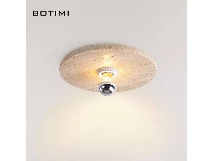 BOTIMI rond jaune travertin LED plafonniers pour salon monté en Surface chambre éclairage moderne ART DECO chambres lampe