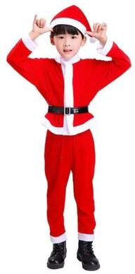 Inspired Living Kids Santa Costume Set Classic Red Childrens Christmas Costume For Boys & Girls boy 100