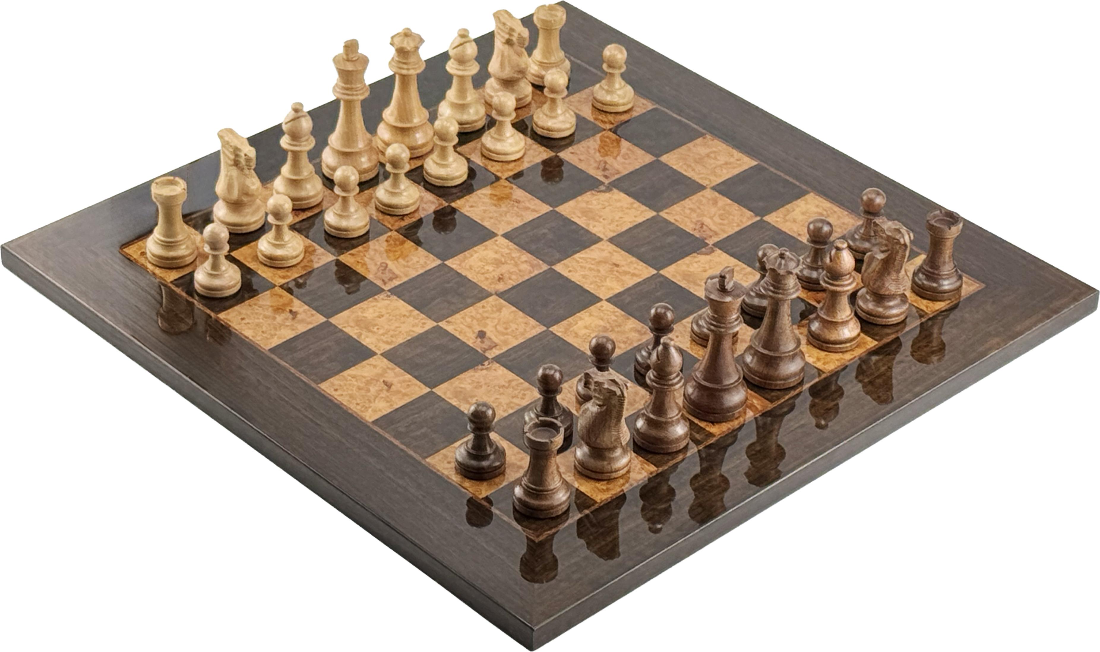 s Klassisches Schachset - Gewichtete Akazienholzfiguren 9,7 cm + 51 cm Schachbrett aus Ahornfurnier