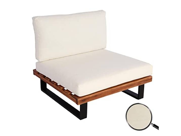 Mendler Lounge-Sessel HWC-H54 Akazie - braun, Polster cremeweiß