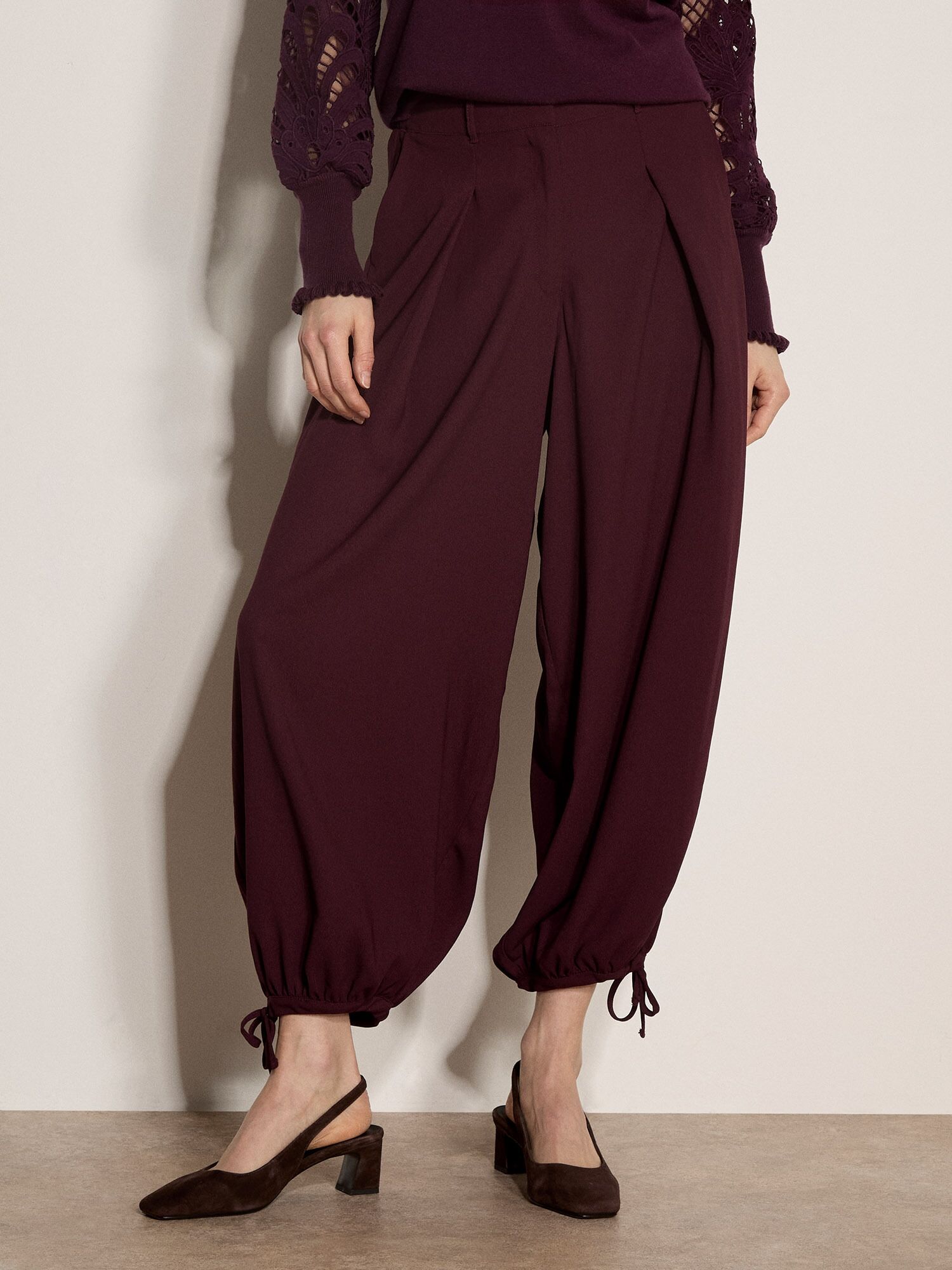 Palazzohose APRICOT "Weite Hose", Damen, Gr. 8, N-Gr, lila (burgundy), gewebt, , Modisch, weit, Hosen Palazzohose, mit Kordelzug