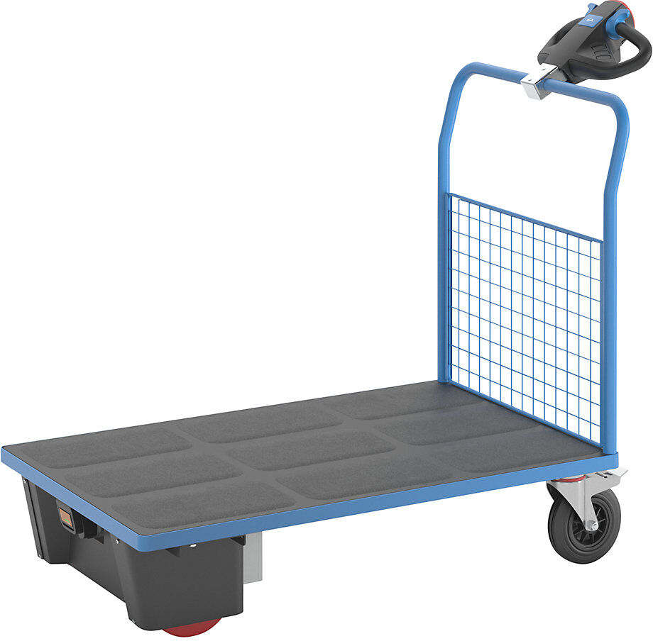 Plattformwagen mit Elektroantrieb, 1 Gitter-Stirnwand, LxBxH 1570 x 800 x 1300 mm eurokraft pro