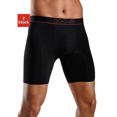 Funktionsboxer H.I.S, Herren, Gr. L, 2 Stk., Microfaser, schwarz, Microfaser, Obermaterial: 92% Polyamid, 8% Elasthan, unifarben, körpernah, Unterhosen, in sportiver Optik mit langem Bein in Microfaser-Qualität