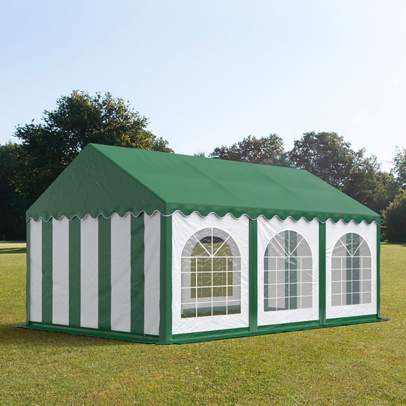 TOOLPORT 3x6m, Partytelt, PVC-teltdug, grøn og hvid, med bundramme - (7240)