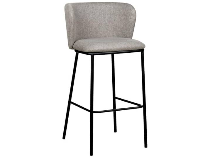 Beliani Barstuhl 2er Set Stoff grau niedrige Lehne Metallgestell Fußstütze Retro Mina