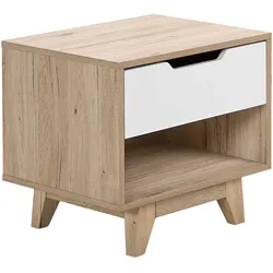 NACHTTISCH heller Holzfarbton/weiß Spencer