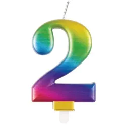 Regenbogen Kerze Zahl 2