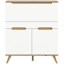 SEKRETÄR weiß, Eiche 100 cm skandinavisch, Schreibtisch mit Soft-Close