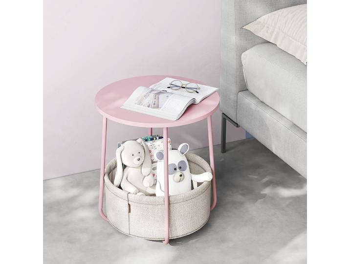 Bout de canapé Ponoka Ø 45cm Rose foncé/Rose/Blanc