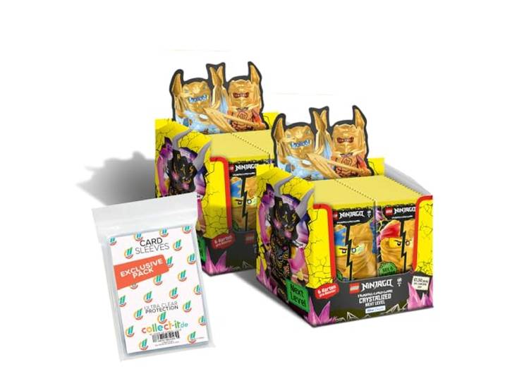 Bundle mit LEGO Ninjago Serie 8 Next Level Trading Cards - 2 Display (100 Booster) + Exklusive Collect-it Hüllen