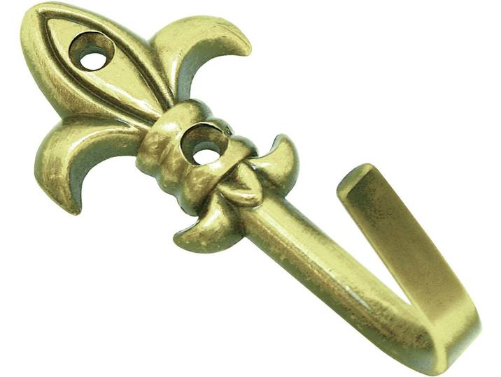 Raffhaken GARDINIA Zierhaken (Raffhaken) Lilie Gr. 1, grau (messingfarben), L:5,5cm, Metall, Raffhalter, Raffhaken, zum Raffen und Drapieren