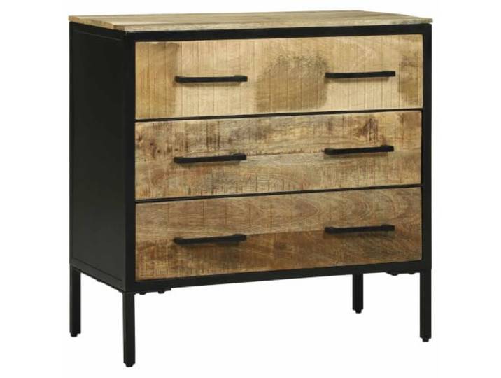 LKJephalotrop Sideboard Massivholz Mango 70x35x70 cm Kommode mit Türen Kompakter Schrank für Wohnzimmer und Essbereich mit praktischem Stauraum, veredelt im markanten Industrial-Stil.