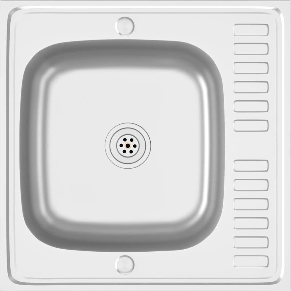 vidaXL Jeu d'évier de cuisine et égouttoir argenté 600x600x155 mm inox