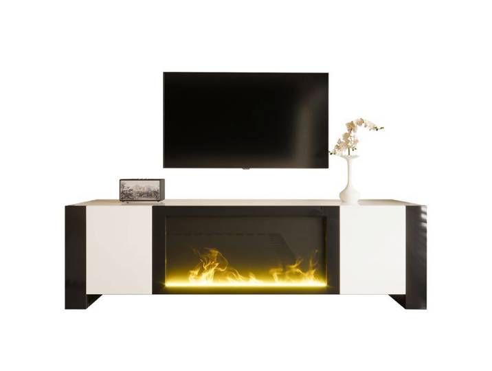 Armoire TV effet de flamme de cheminée électrique à panneau bas aucune fonction de chauffage haute brillance armoire TV coloré