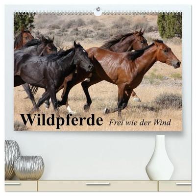 Wildpferde. Frei wie der Wind (hochwertiger Premium Wandkalender 2027 DIN A2 quer), Kunstdruck in Hochglanz