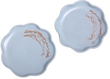 Novica Handmade Naked Blue Ceramic Desert Plates (Pair)