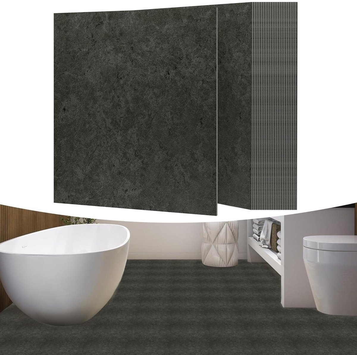 Zelfklevende PVC Vloerbedekking Vinyl Tegels Donkergrijs 251m²