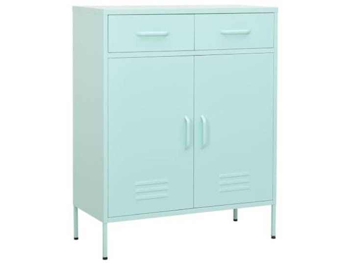 KUPTYERFG Stahlschrank Minzgrün 80x35x101,5 cm Metallschrank 2 Türen Robustes Minzgrün Design aus Stahl mit 2 Türen, 2 Schubladen und verstellbarem Einlegeboden für Büro und Wohnzimmer.